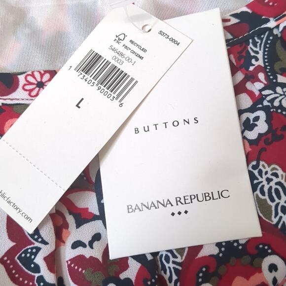 NWT Banana Republic Factory Red White Paisley Bohemian Fit & Flare Dress Large - Picture 6 of 9